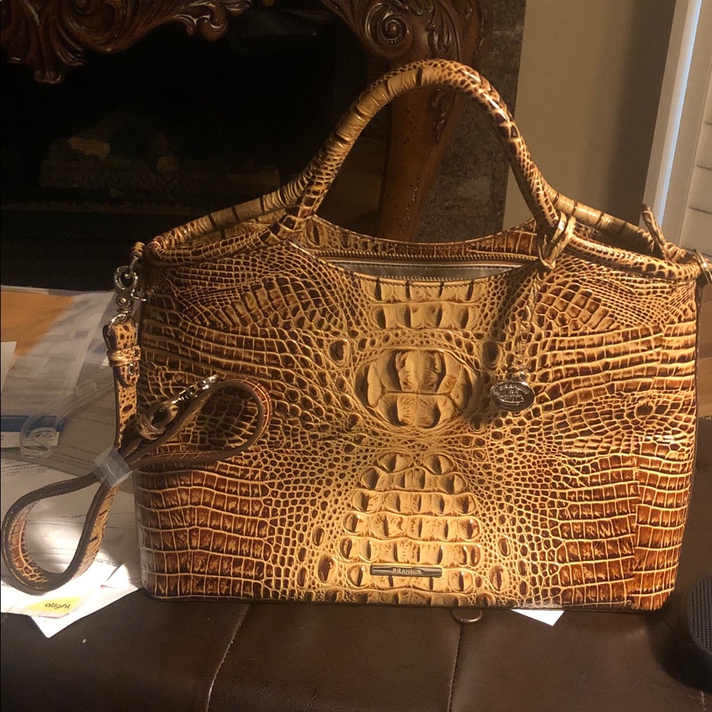 Brahmin Elaine Tan Crocodile Embossed Satchel